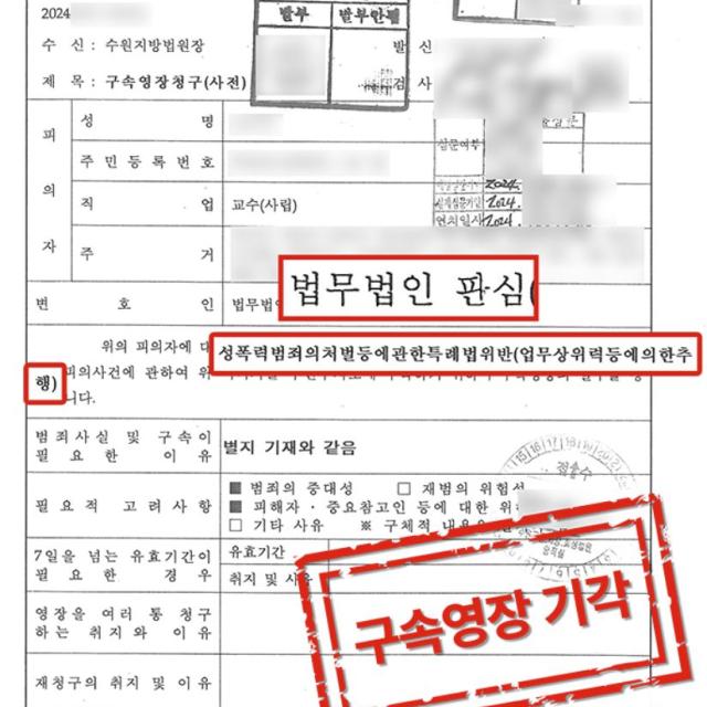 [구속영장기각] 업무상위력추행 | 대학교수의 업무상위력등에의한 추행에 기인한 구속영장청구, 기각